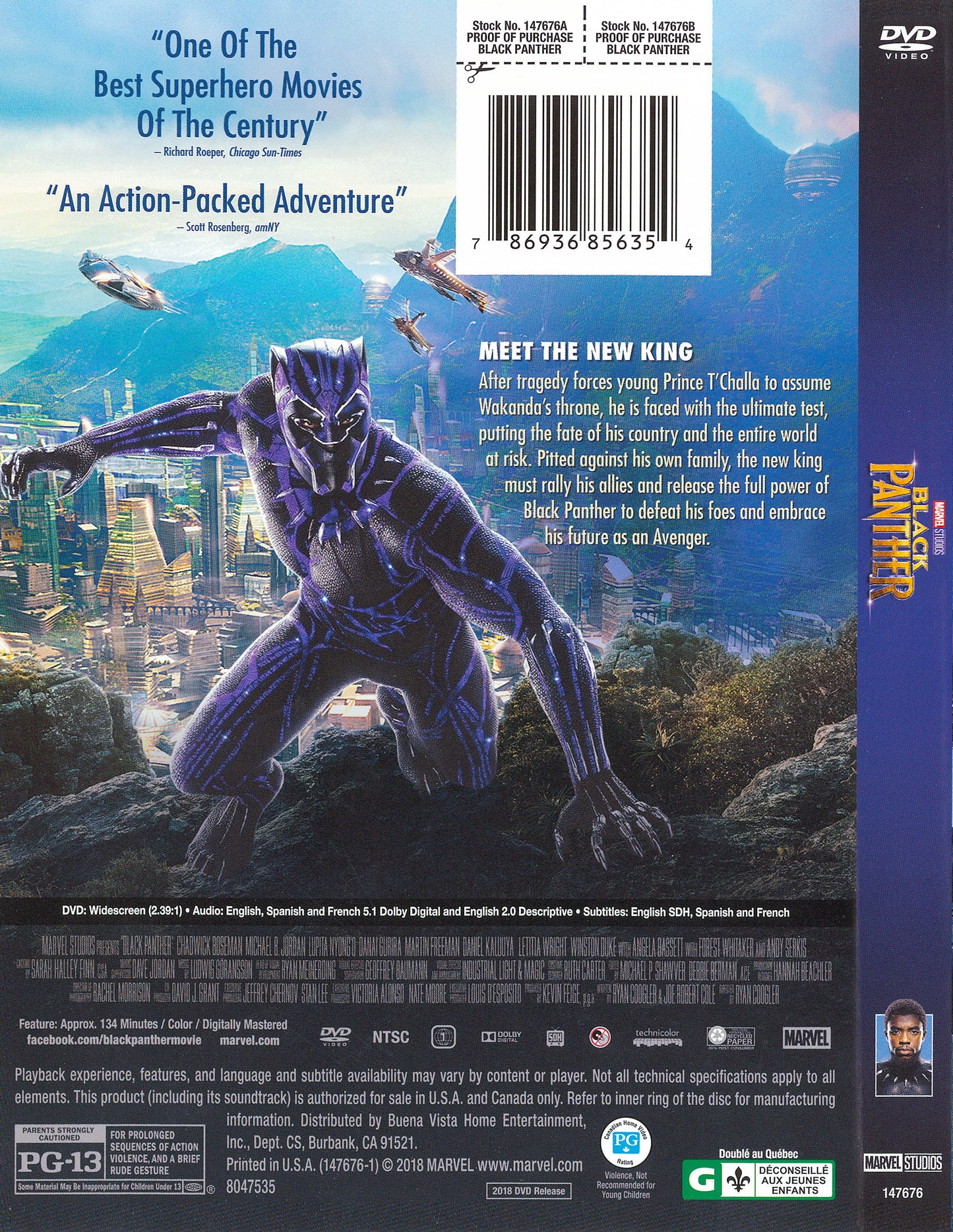 BLACK PANTHER  DVD Chadwick Boseman